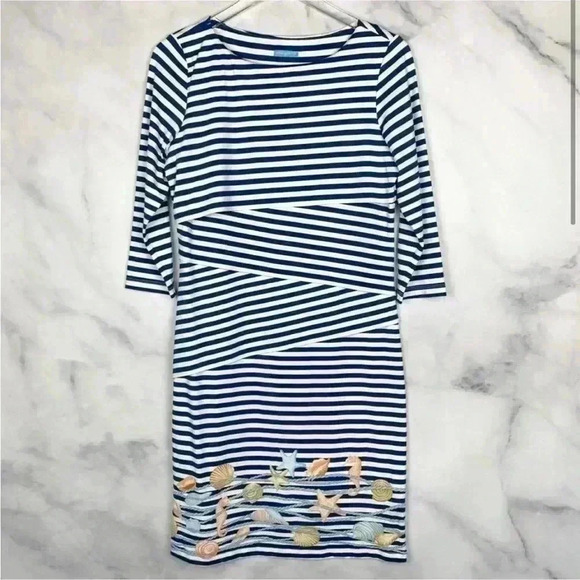 J. McLaughlin Nicola Striped Nautical Pencil Dress - Picture 2 of 9